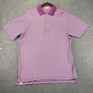 Peter Millar Polo Shirt Mens Medium Striped Light Purple Golf Preppy